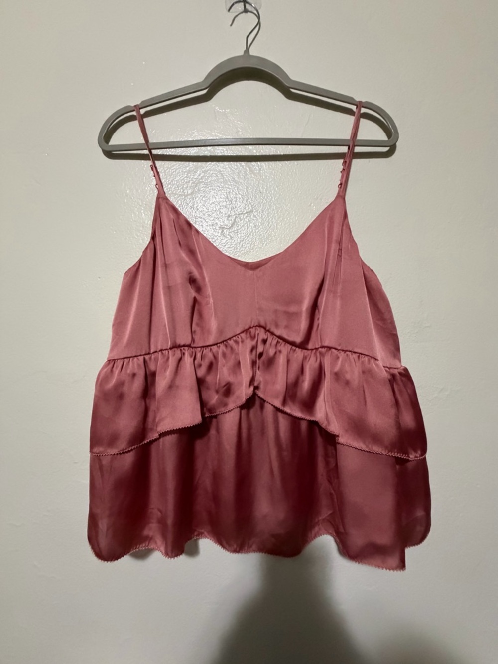 Maeve Rose Dust Satin Ruffle Camisole